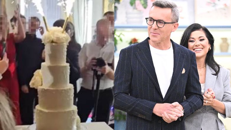 4-pietrowy tort na ślubie "Kurzopków"