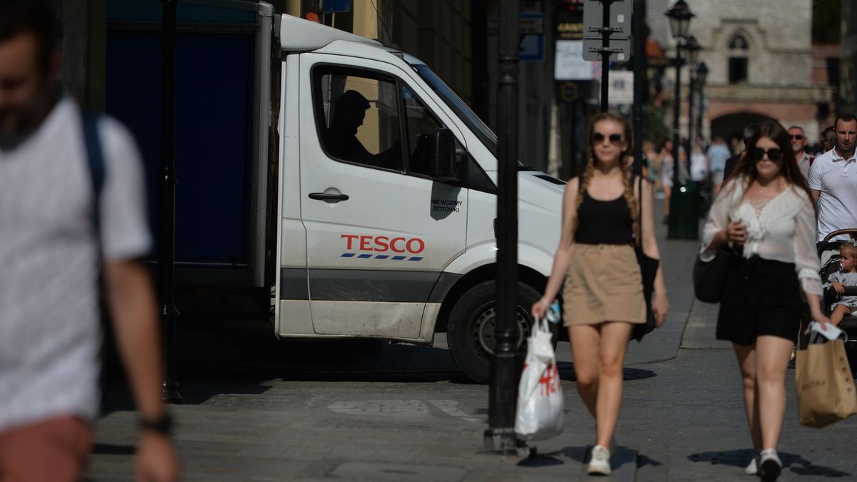 Tesco delivery van seen in Krakow's Old Town.On September 15, 2020, in Krakow, Poland. (Photo by Artur Widak/NurPhoto via Getty Images)