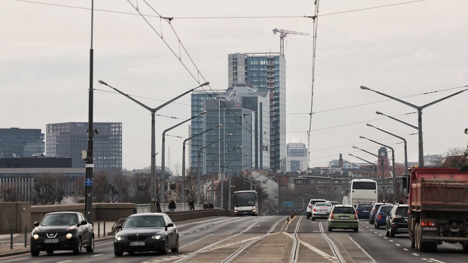 Most Królowej Jadwigi przed wprowadzeniem zwężenia