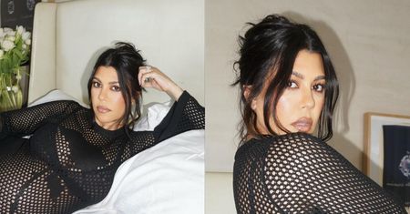 Kourtney Kardashian odsłania ciążowe kształty w siateczkowym kostiumie. Poród już niebawem! (ZDJĘCIA)