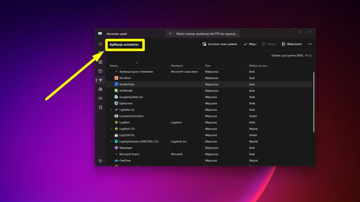 Ustawienia autostartu w Windows 11