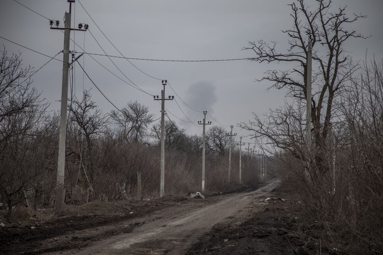 DONETSK OBLAST, UKRAINE - FEBRUARY 22: Smoke rises from the battlefield after an explosion nearby Umanske frontline, recently claimed by the Russian troops, while Saturday, February 24, 2024 marks the second anniversary of the Russia-Ukraine war in Donetsk Oblast, Ukraine on February 22, 2024. (Photo by Narciso Contreras/Anadolu via Getty Images)