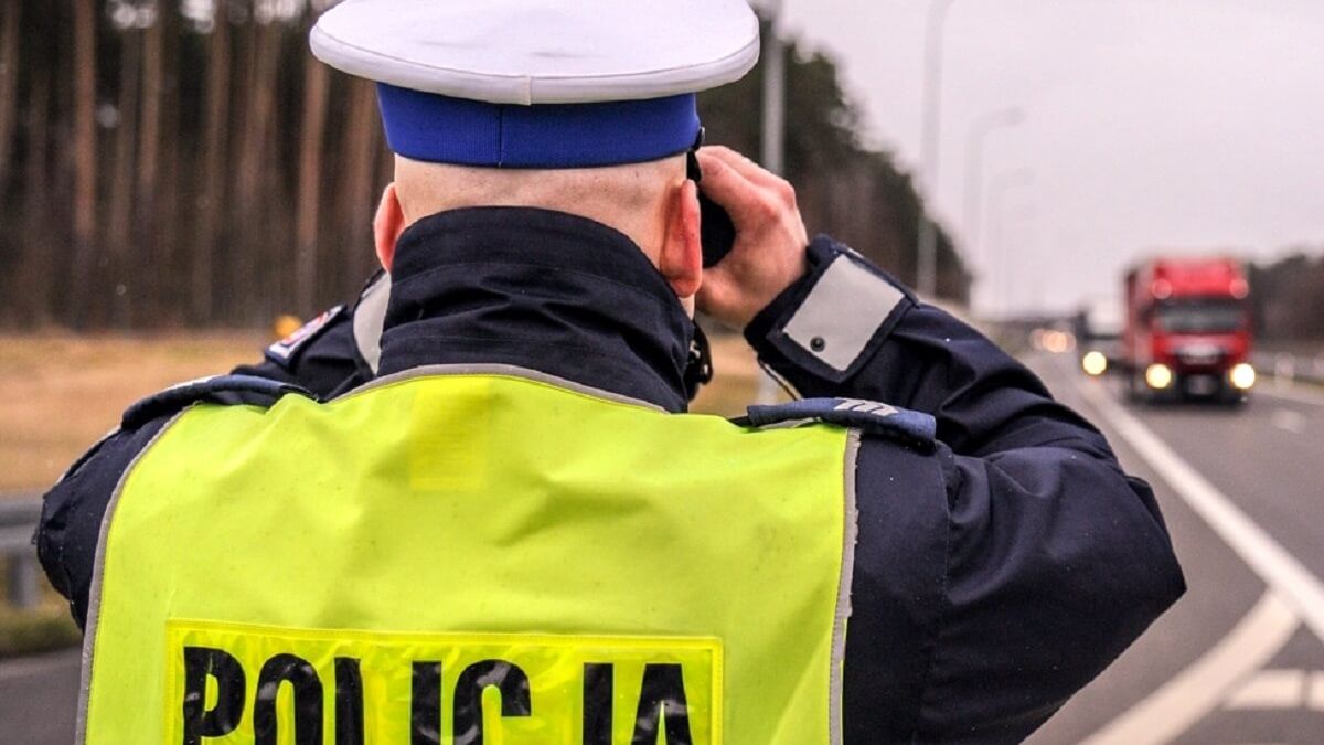 policjant, lornetka, droga
