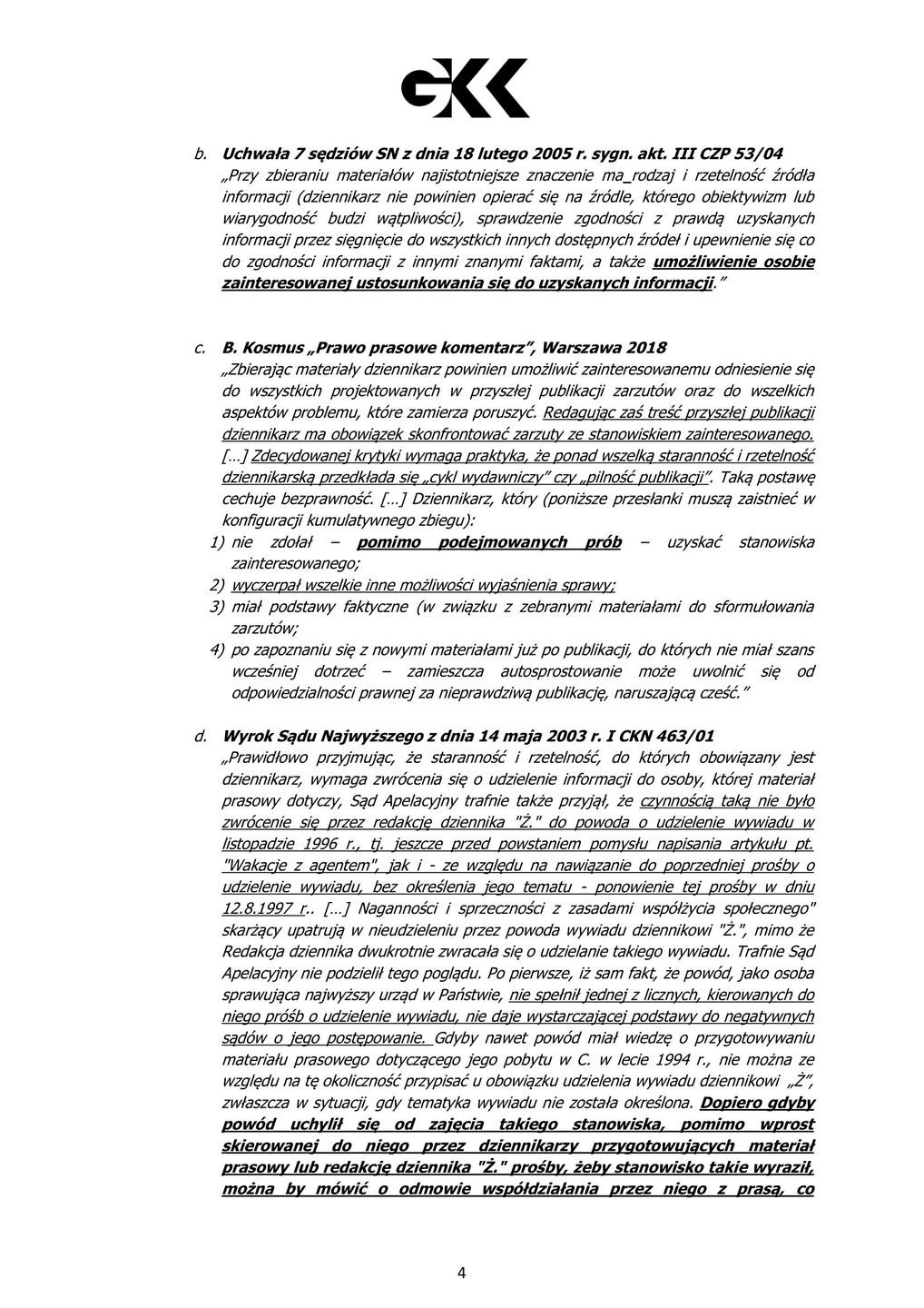 Pismo od kancelarii prawnej reprezentującej Gemini. Strona 4