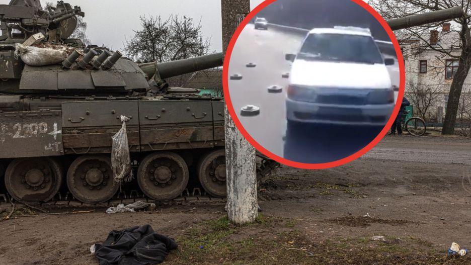 Samochód bez trudu ominął miny leżące na całej szerokości drogi