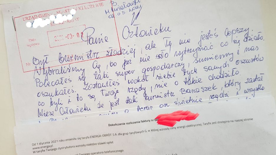 Kleczew. Roztargniony autor pogróżek. Burmistrz pokazał pismo