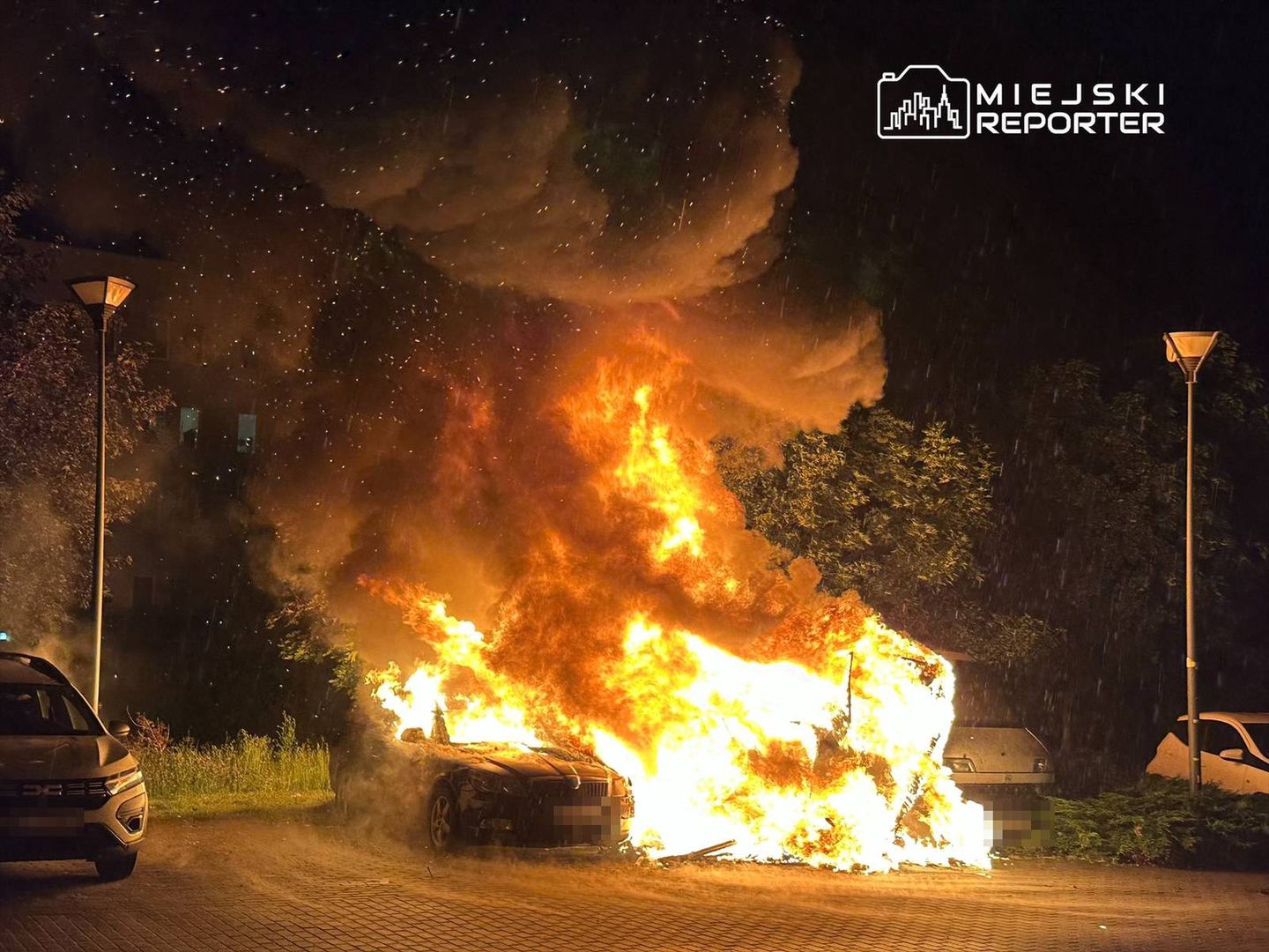 Nocny pożar na Targówku w Warszawie