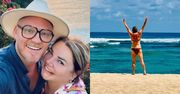 Katarzyna Niezgoda wtula się w męża na pocztówkach z rajskich wakacji