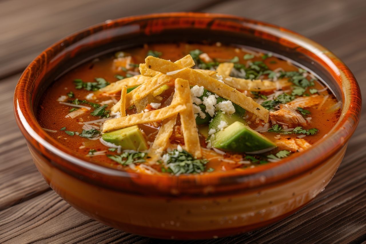 Sopa Azteca is a classic of Mexican cuisine.