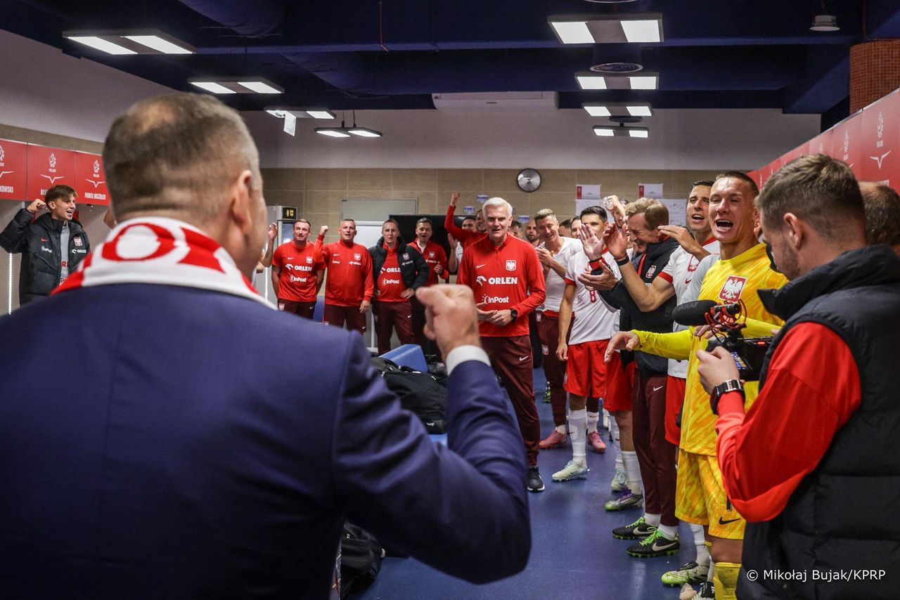 Nawrocki w szatni piłkarzy. "Piękny mecz"