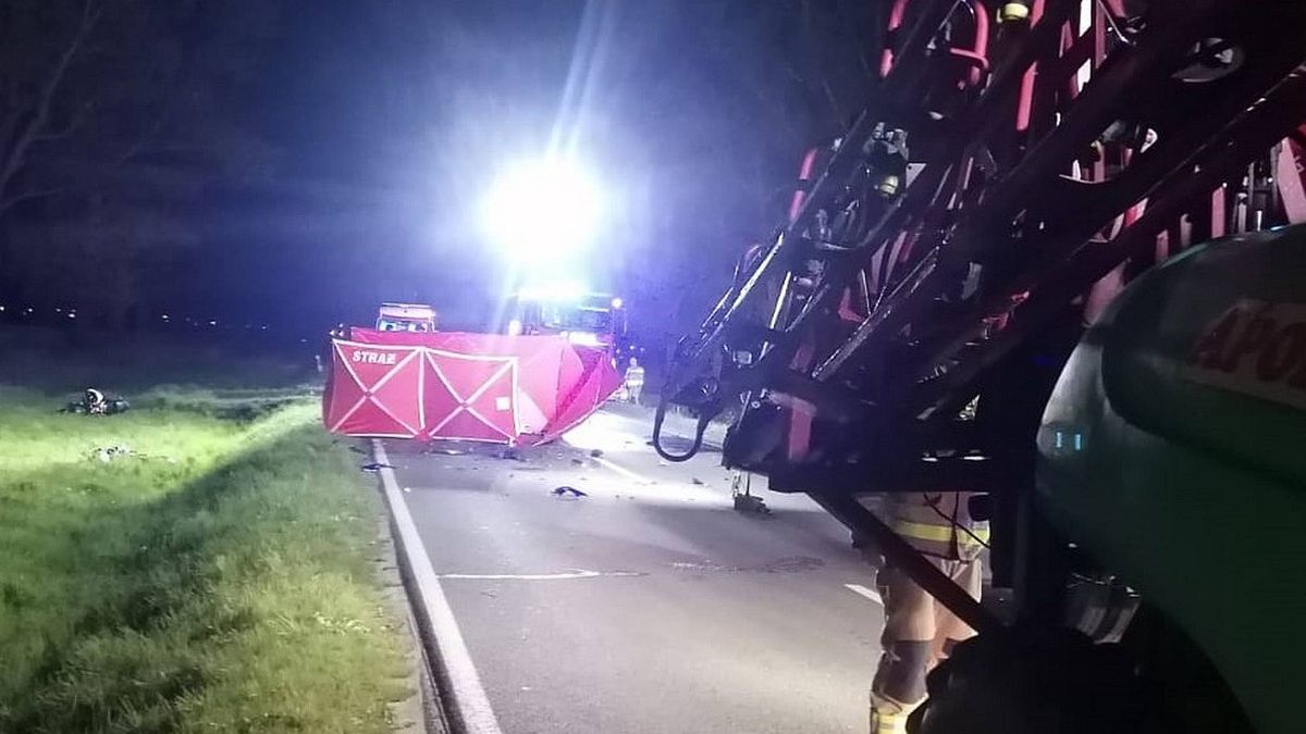 Wypadek z udziałem motocykla i ciągnika