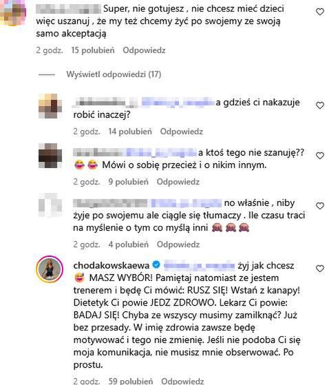 Dyskusja pod postem Ewy Chodakowskiej