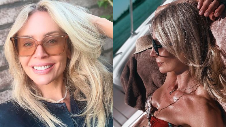 Odziana w bikini Agnieszka Woźniak-Starak wyleguje się na łódce