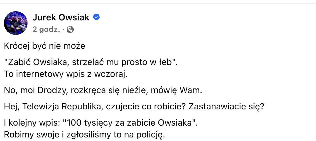 Jerzy Owsiak znów otrzymał groźby