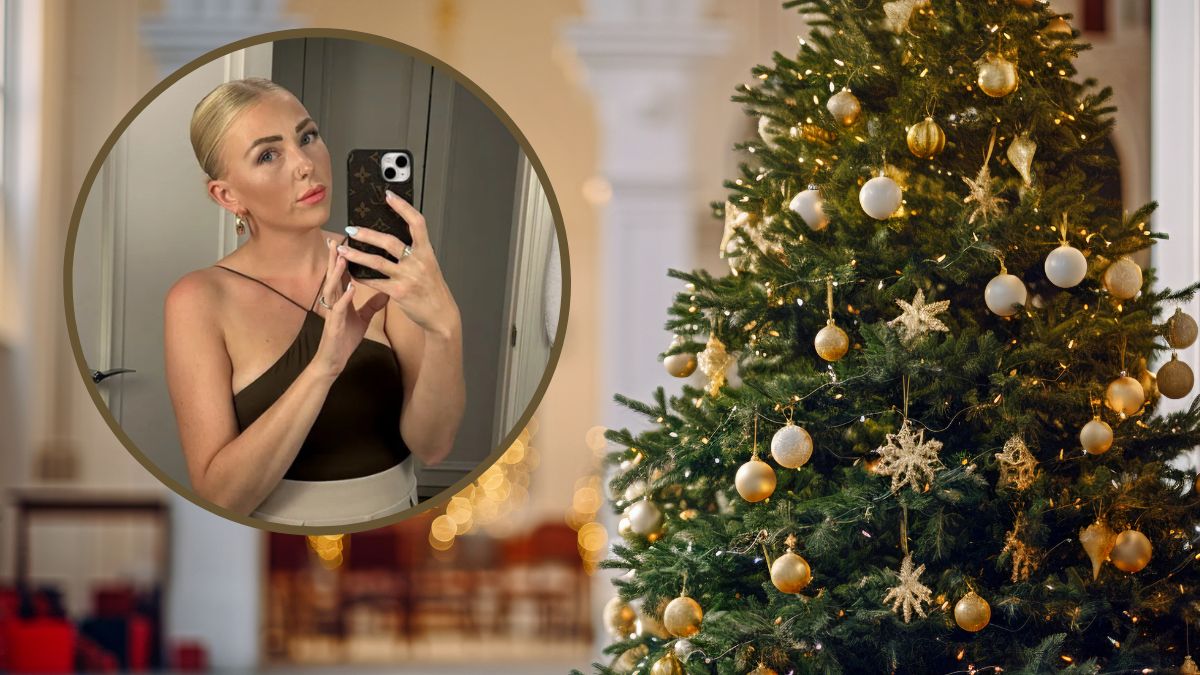 Ta dziewczyna ubiera ludziom choinki już w listopadzie. 