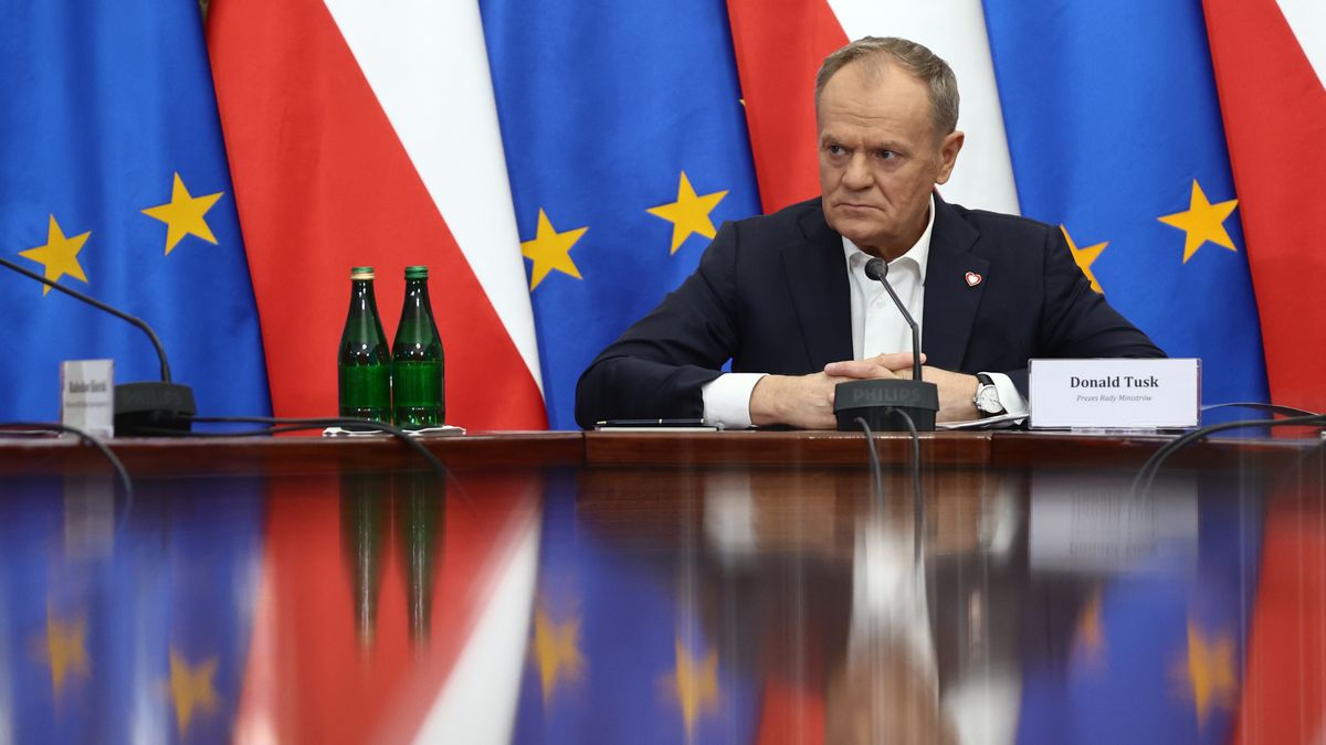 Polish Prime Minister Donald Tusk during the meeting of the Coordination Team on the situation in the Middle East in Warsaw, Poland on March 6, 2026. (Photo by Jakub Porzycki/NurPhoto via Getty Images)