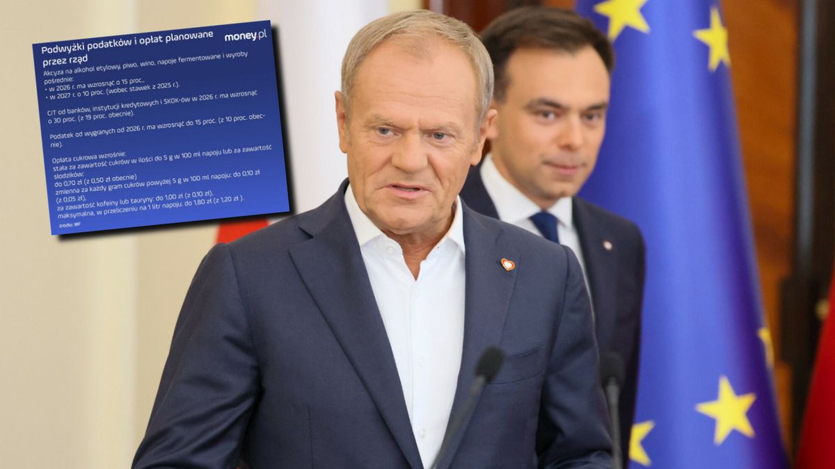 Na zdjęciu premier Donald Tusk i minister finansów i gospodarki Andrzej Domański