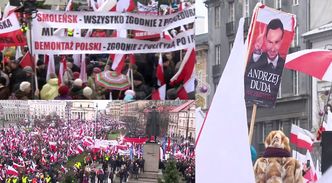 Tysiące zwolenników PiS manifestują w Warszawie