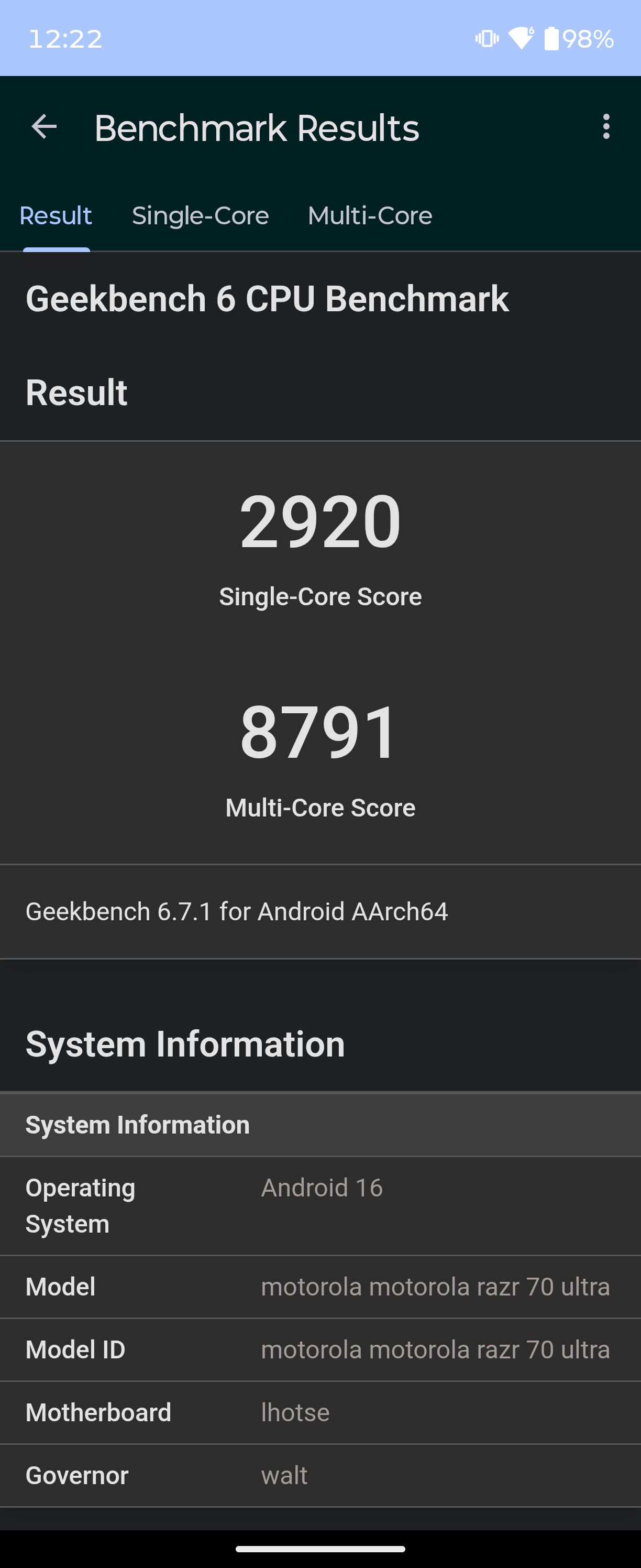 Motorola razr 70 Ultra - benchmarki