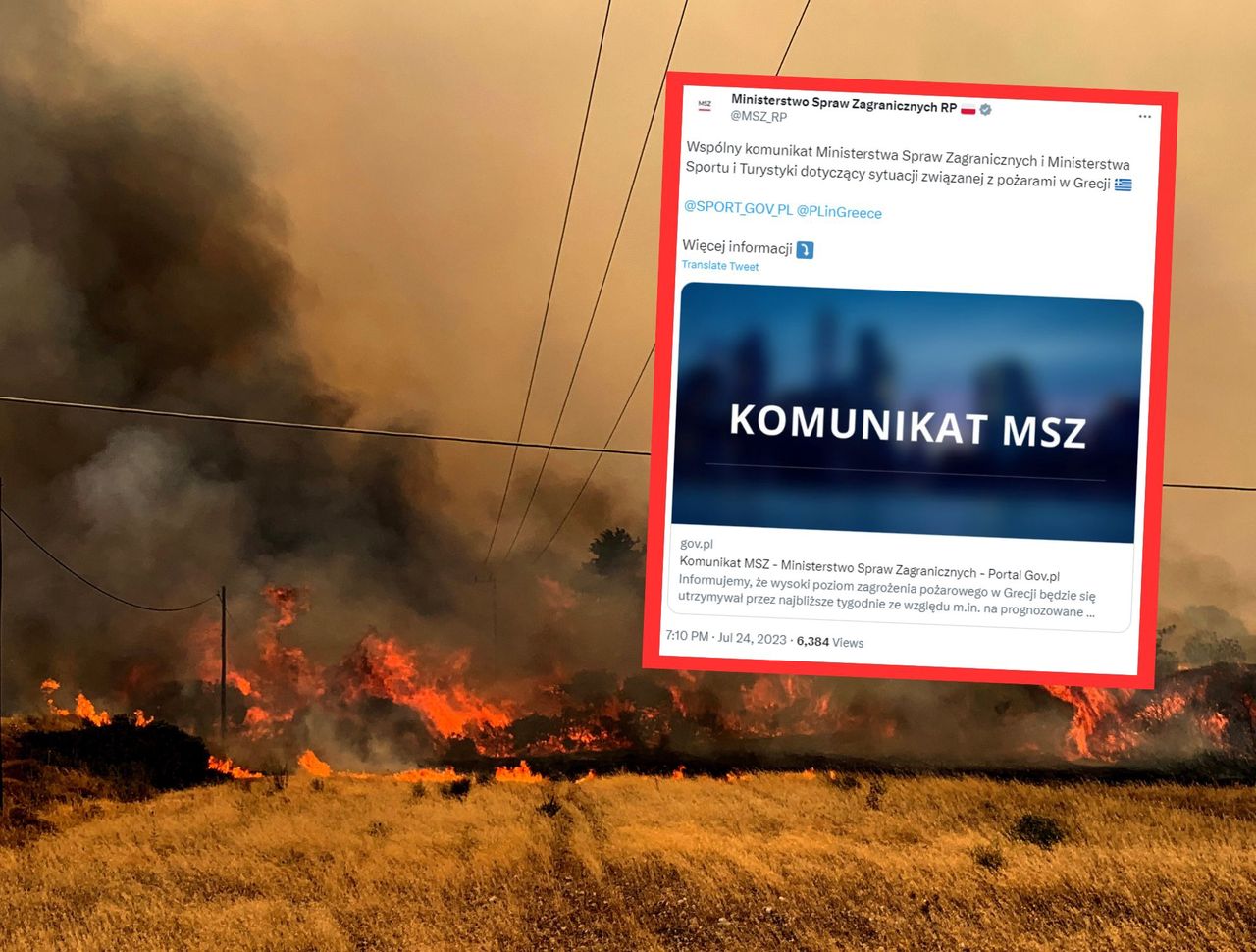 Pożary na Rodos, Korfu, Krecie. MSZ wydało nowy komunikat