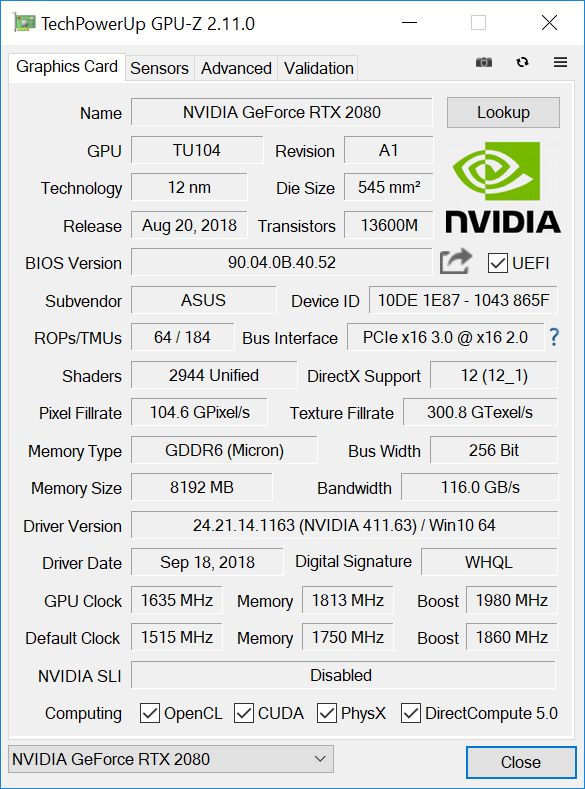 ASUS ROG STRIX RTX 2080 O8G Gaming - OC
