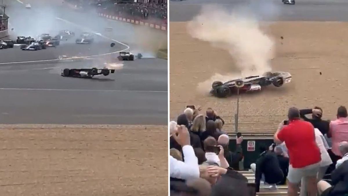 Twitter / Taaaanxo / Na zdjęciu: wypadek Guanyu Zhou po starcie GP Wielkiej Brytanii