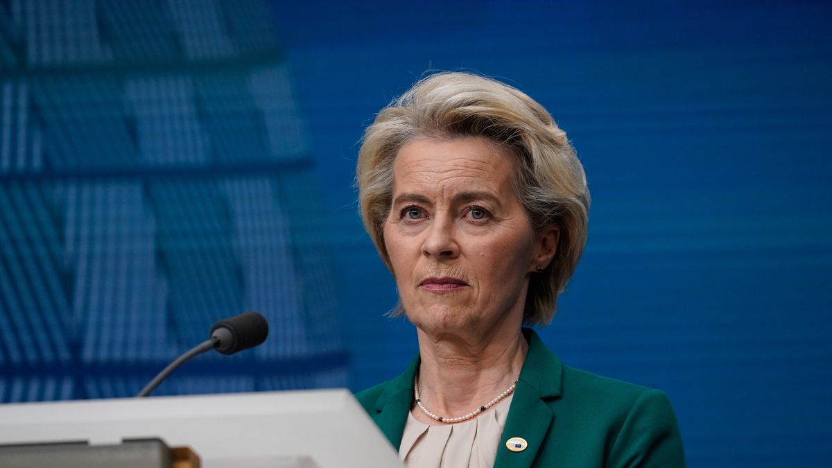 Ursula von der Leyen, president of the European Commission, during a news conference following a Special European Council summit in Brussels, Belgium, on Thursday, April 18, 2024. The European Unions waning clout versus major geopolitical rivals is sounding alarm bells in Europes capitals, compelling leaders to discuss a radical transformation to boost the blocs competitiveness in a hostile world. Photographer: Simon Wohlfahrt/Bloomberg via Getty Images