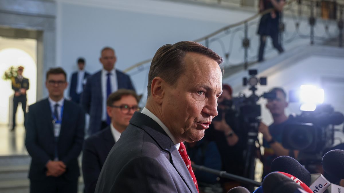 Warszawa, 23.04.2025. Minister spraw zagranicznych Radosław Sikorski w Sejmie w Warszawie, 23 bm. W pierwszym dniu posiedzenia posłowie wysłuchali informacji ministra spraw zagranicznych Radosława Sikorskiego o zadaniach polskiej polityki zagranicznej w 2025 r. (aldg) PAP/Leszek Szymański