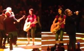 Bono zachwycony młodą fanką. Zagrał z nią na scenie!