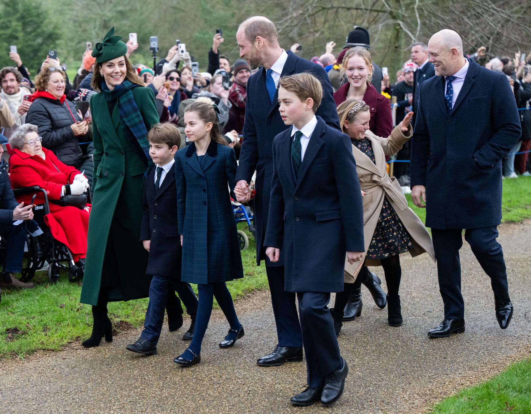 Rodzina królewska podczas nabożeństwa w Sandringham