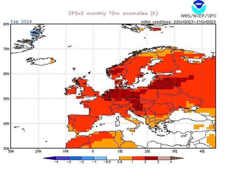 Pogoda na zimę 2023/24. Anomalia temperatury w lutym będzie dodatnia