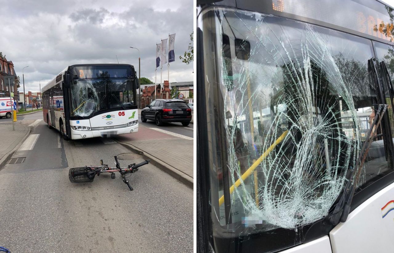 Malbork: Nietrzeźwy rowerzysta wjechał wprost pod autobus. Z obrażeniami ciała trafił do szpitala