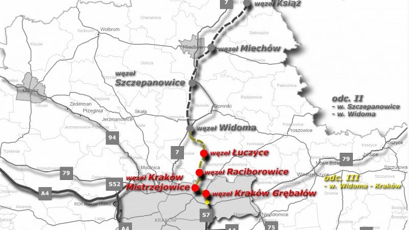 Odcinek Widoma-Kraków to fragment trasy od stolicy Małopolski do granicy woj. świętokrzyskiego.