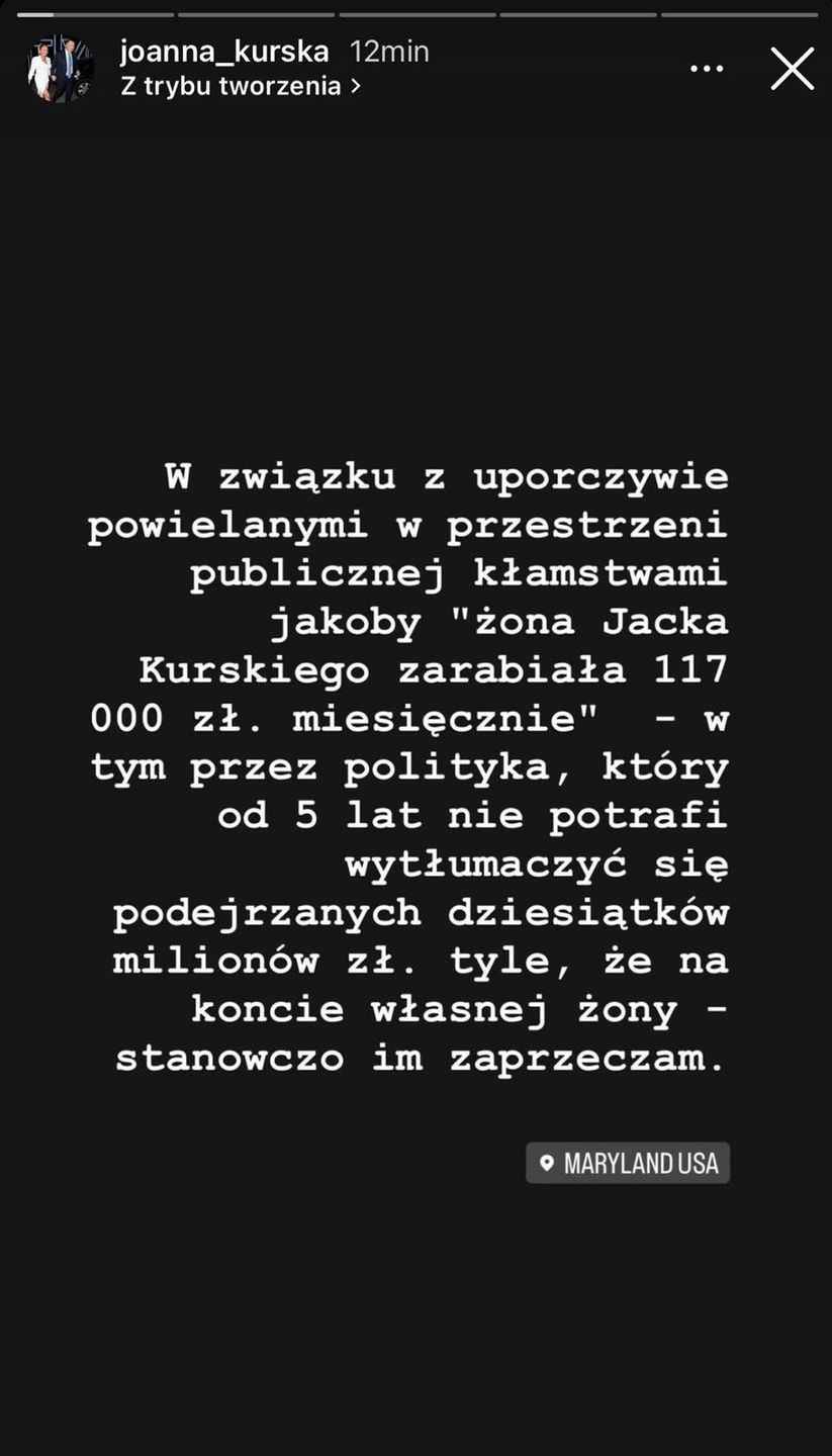 Joanna Kurska wydała oświadczenie