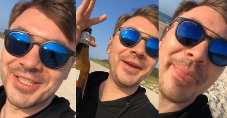 Uradowany Daniel Martyniuk Z PIWEM W RĘCE pozdrawia znad morza o świcie: "Chałupy welcome to!"