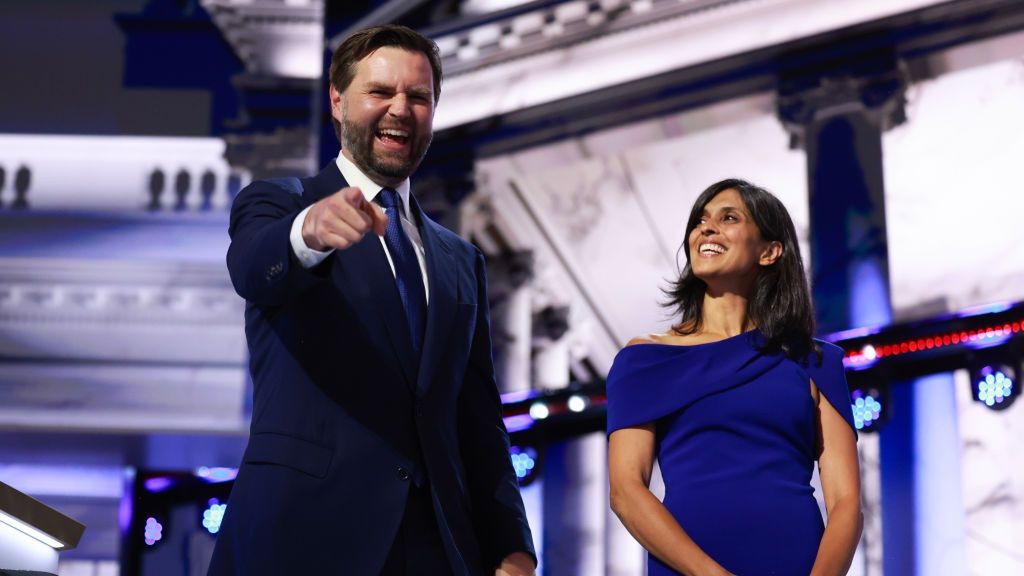 2024 Republican National Convention: Day 3
MILWAUKEE, WISCONSIN - JULY 17: Republican vice presidential candidate, U.S. Sen. J.D. Vance (R-OH) is joined by his wife Usha Chilukuri Vance on stage  on the third day of the Republican National Convention at the Fiserv Forum on July 17, 2024 in Milwaukee, Wisconsin. Delegates, politicians, and the Republican faithful are in Milwaukee for the annual convention, concluding with former President Donald Trump accepting his party's presidential nomination. The RNC takes place from July 15-18.  (Photo by Joe Raedle/Getty Images)
Joe Raedle
bestof, topix