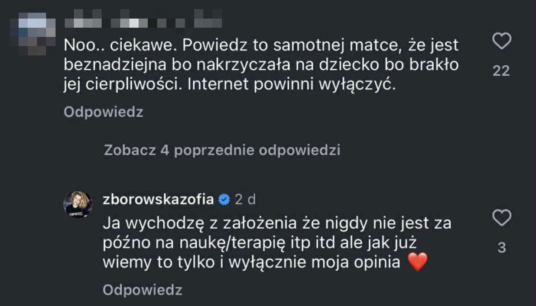 Zofia Zborowska dyskutuje z internautkami