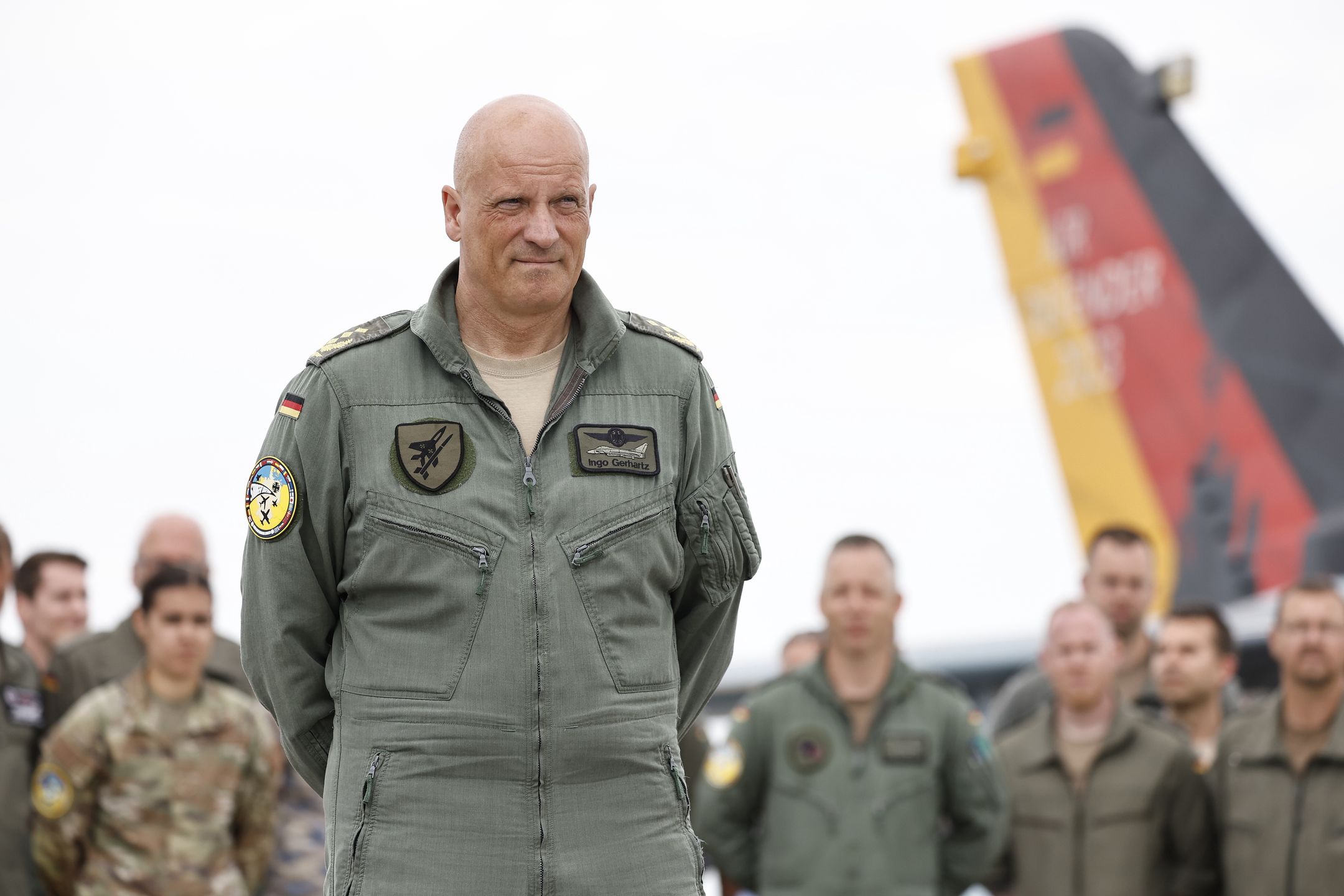 Scholz Visits Air Defender 2023 Military Exercises
SCHLESWIG, GERMANY - JUNE 16: Chief of staff of the German Air Force (Luftwaffe) Lieutenant General Ingo Gerhartz is pictured during a visit to the Air Defender 2023 military exercises on June 16, 2023 in Jagel, Germany. Germany is hosting Air Defender 2023, which with 250 participating aircraft from 25 nations and 10,000 military personnel is the biggest air exercise ever of the NATO military alliance. The exercises are scheduled to run from June 12-23.  (Photo by Morris MacMatzen/Getty Images)
Morris MacMatzen