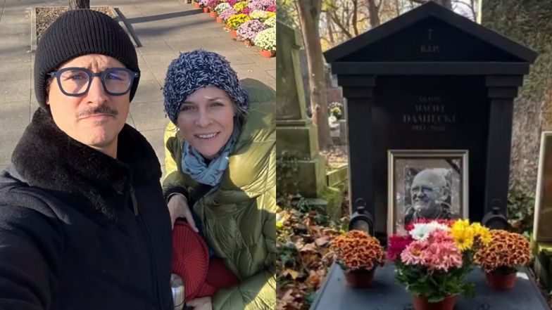 Mateusz Damięcki odwiedził z bliskimi grób swojego taty