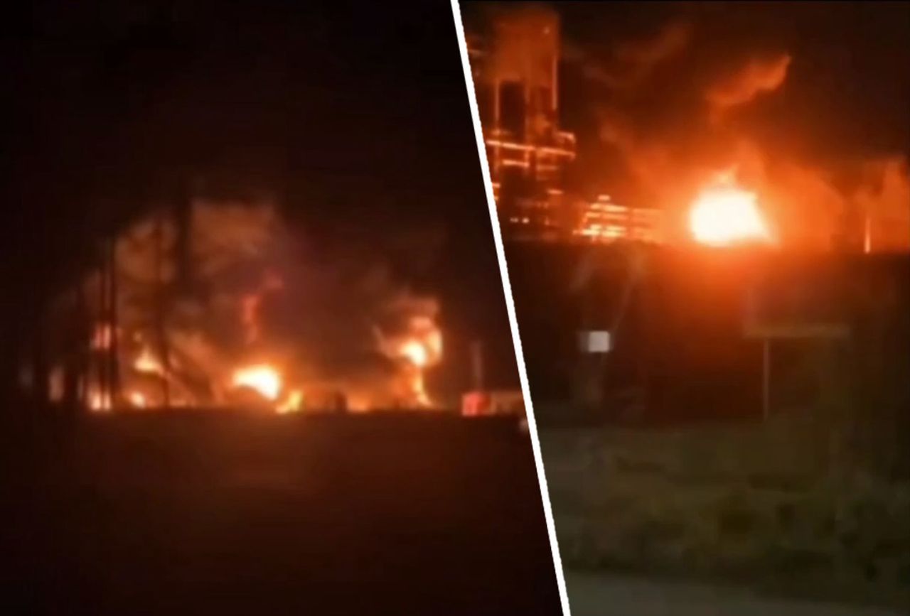 Drone strike ignites major fire at Russian refinery amidst silent air defence