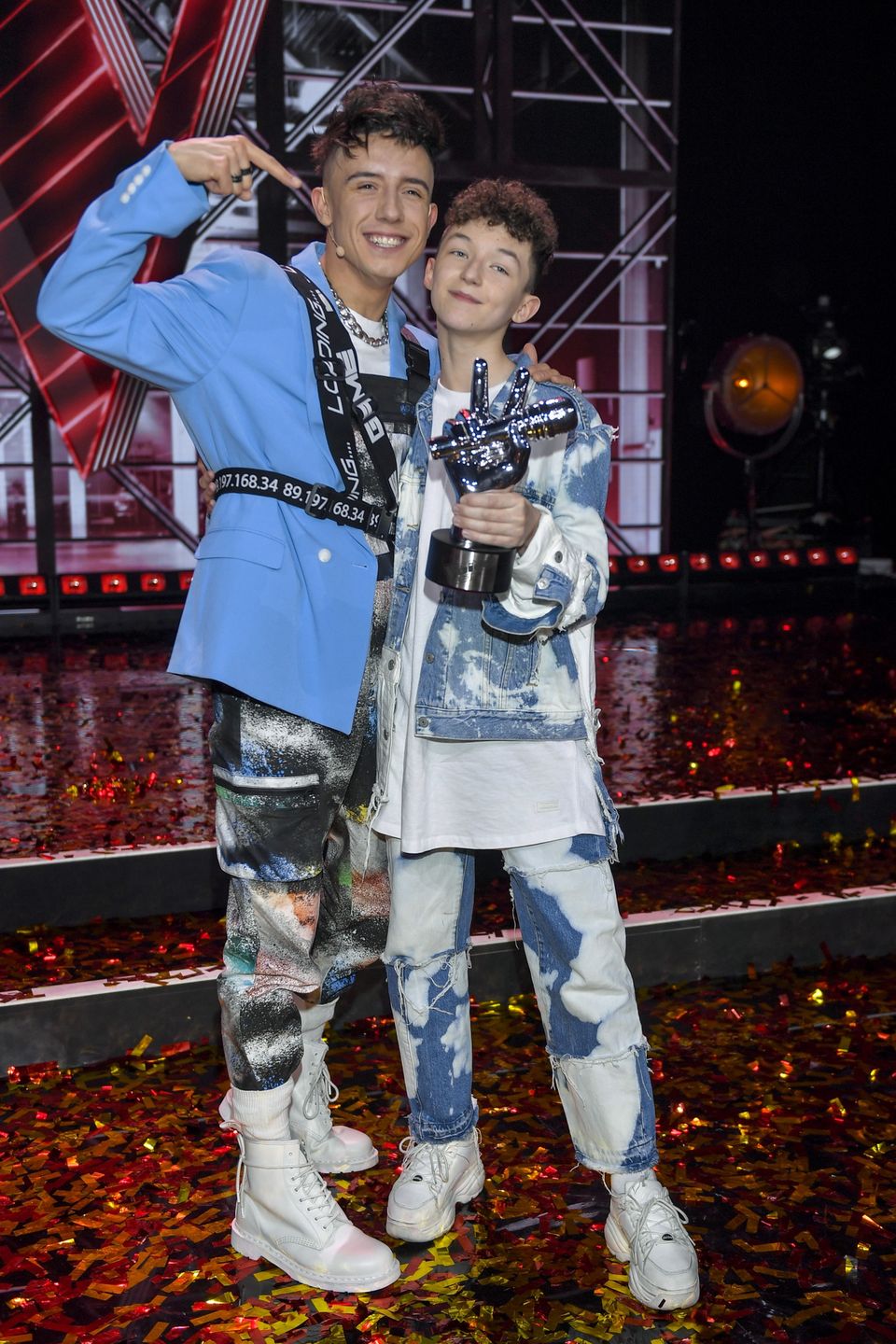 Marcin Maciejczak i Dawid Kwiatkowski w "The Voice Kids", 2020r.