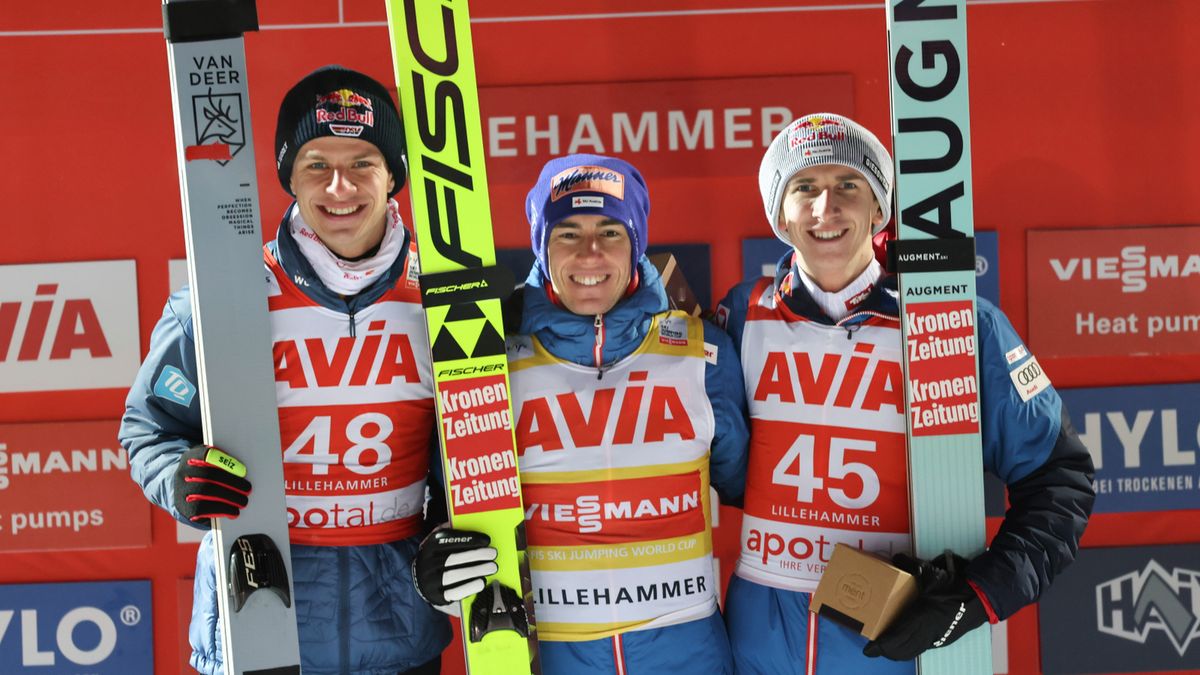 Zdjęcie okładkowe artykułu: PAP / Geir Olsen  / Na zdjęciu: od lewej Andreas Wellinger, Stefan Kraft i Daniel Tschofenig 