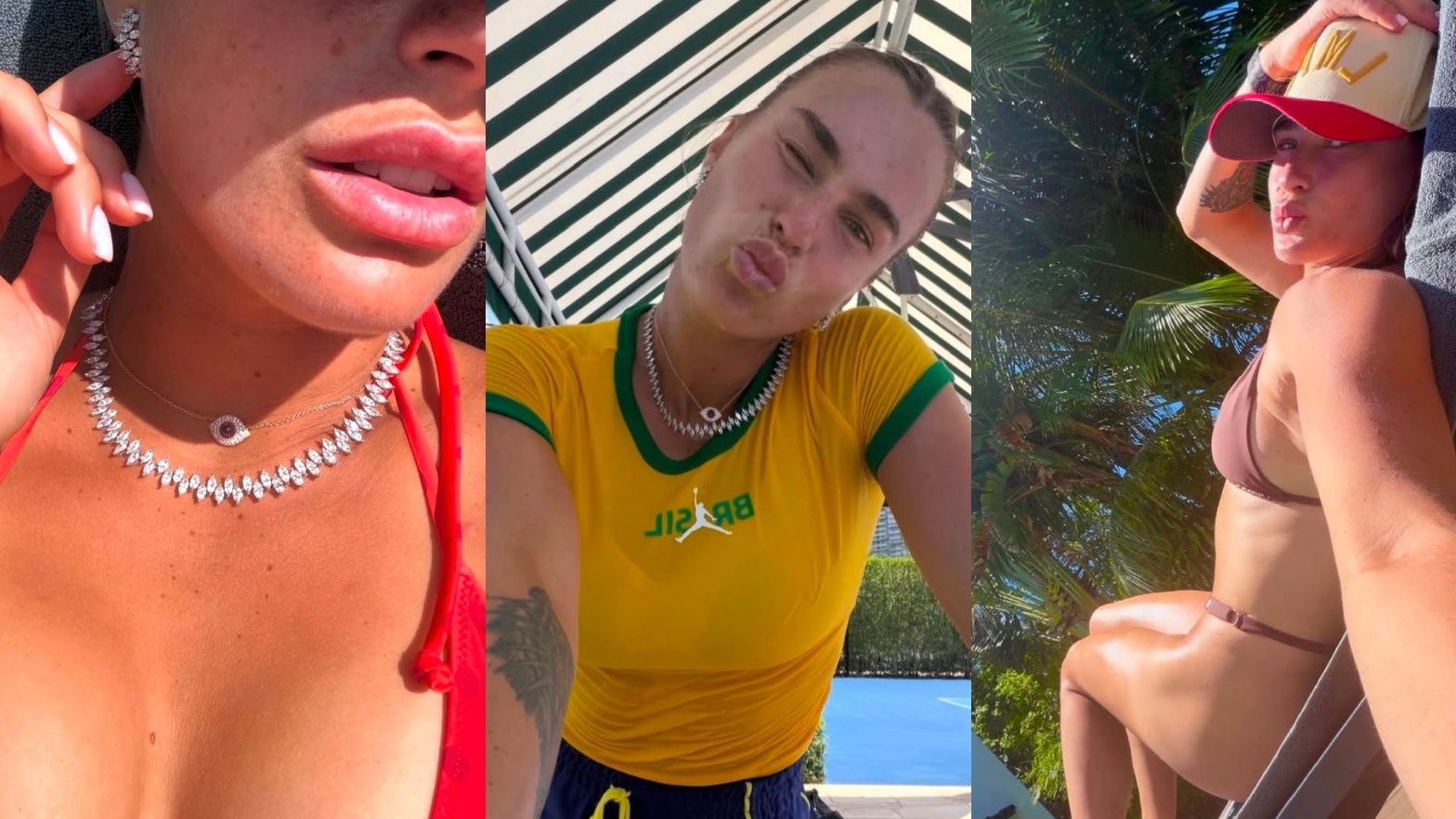Aryna Sabalenka obwieszona diamentami pozdrawia z wakacji
