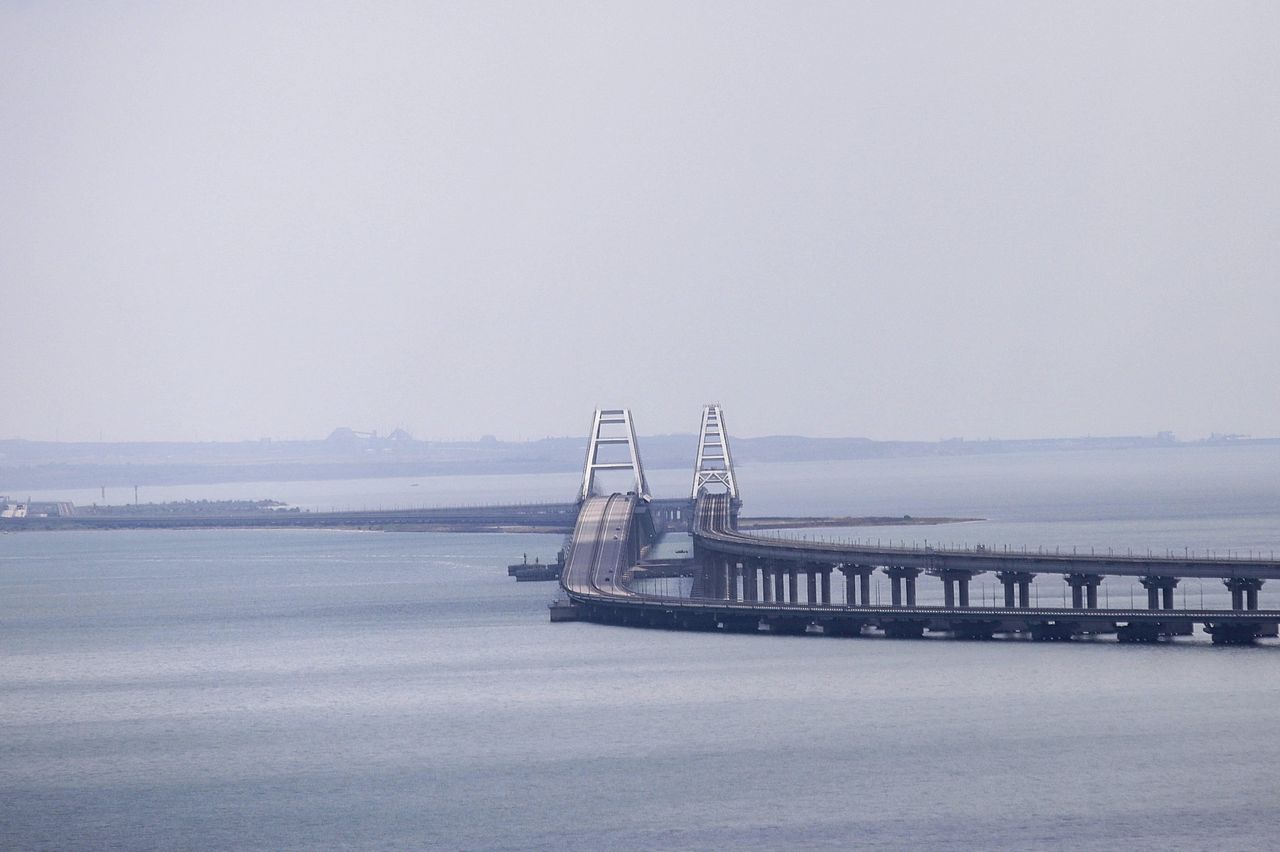 The Crimean Bridge is located in the Kerch Strait, which separates the Sea of Azov from the Black Sea.