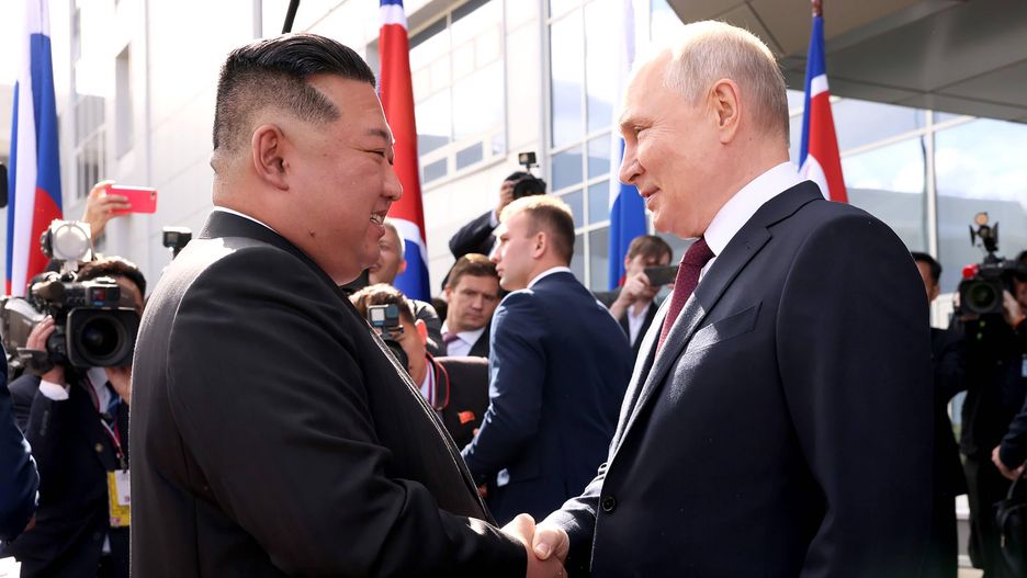 Kim Jong-un and Putin Meet in Russia to Discuss Military Cooperation
North Korean Leader Kim Jong-un (L), meets with Russian President Vladimir Putin, during the Russia - North Korea Summit on September 13, 2023 at the Vostochny Cosmodrome in Amur region, Russia. The talks between the two leaders could lead to a weapons deal as North Korean leader Kim Jong Un has offered Russian President Vladimir Putin his country's "unwavering support" for Russia's "sacred fight". Kim said that North Korea will "always stand with Moscow" in its "fight against imperialism.". Photo by Kremlin POOL/ UPI Photo via Newscom
Dostawca: PAP/Newscom
Kremlin
NORTH KOREA-RUSSIA-SUMMIT