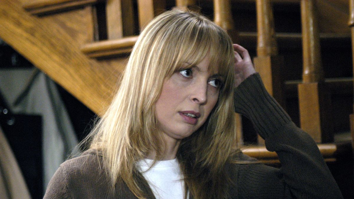 Katarzyna Tlałka na planie serialu "Klan" w 2004 r.