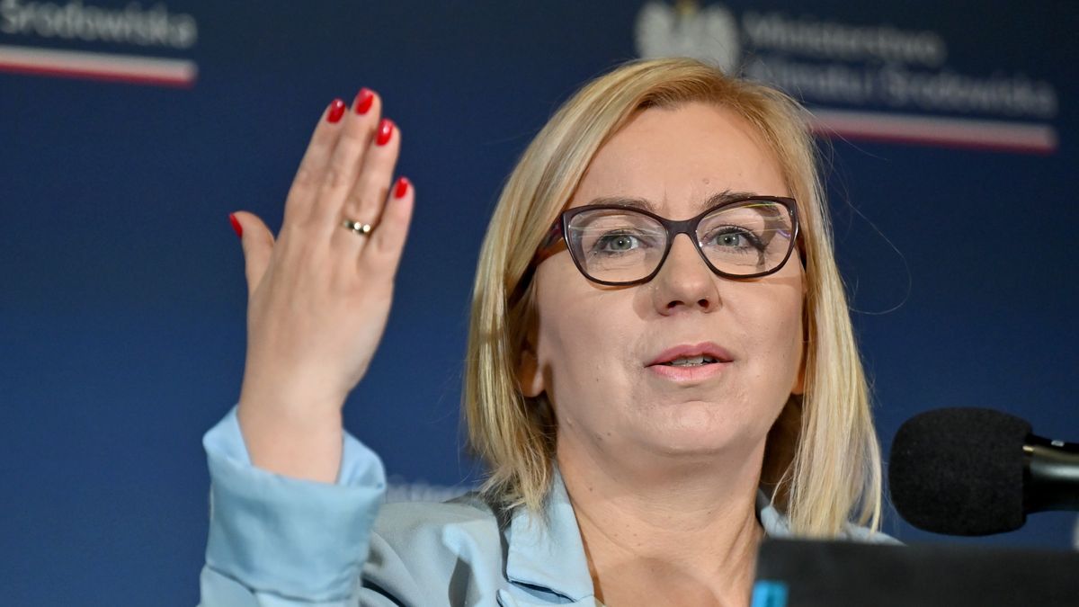 Korzecko (woj. świętokrzyskie), 27.11.2024. Minister klimatu i środowiska Paulina Hennig-Kloska przemawia w Europejskim Centrum Edukacji Geologicznej Uniwersytetu Warszawskiego w miejscowości Korzecko, 27 bm. Spotkanie dot. nowych form ochrony przyrody w Polsce, zostało zorganizowane w ramach II Ogólnopolskiej Narady o Lasach. (aldg) PAP/Piotr Polak