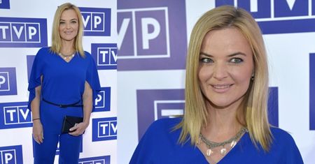 Niebieska Zamachowska na prezentacji ramówki TVP!