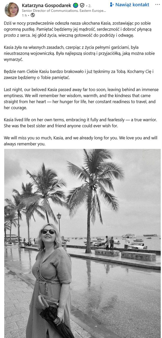 Wpis o śmierci Katarzyny Gospodarek