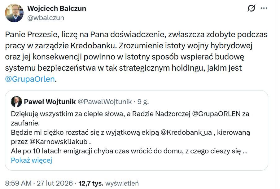 Paweł Wojtunik dołączył do rady nadzorczej Orlenu
